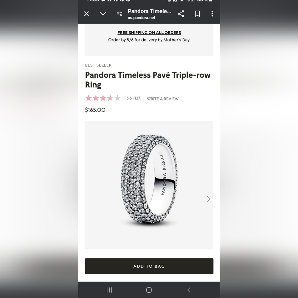 Pandora timeless gorgeous gorgeous ring new box bagged wearing to see Sold 3 Xo